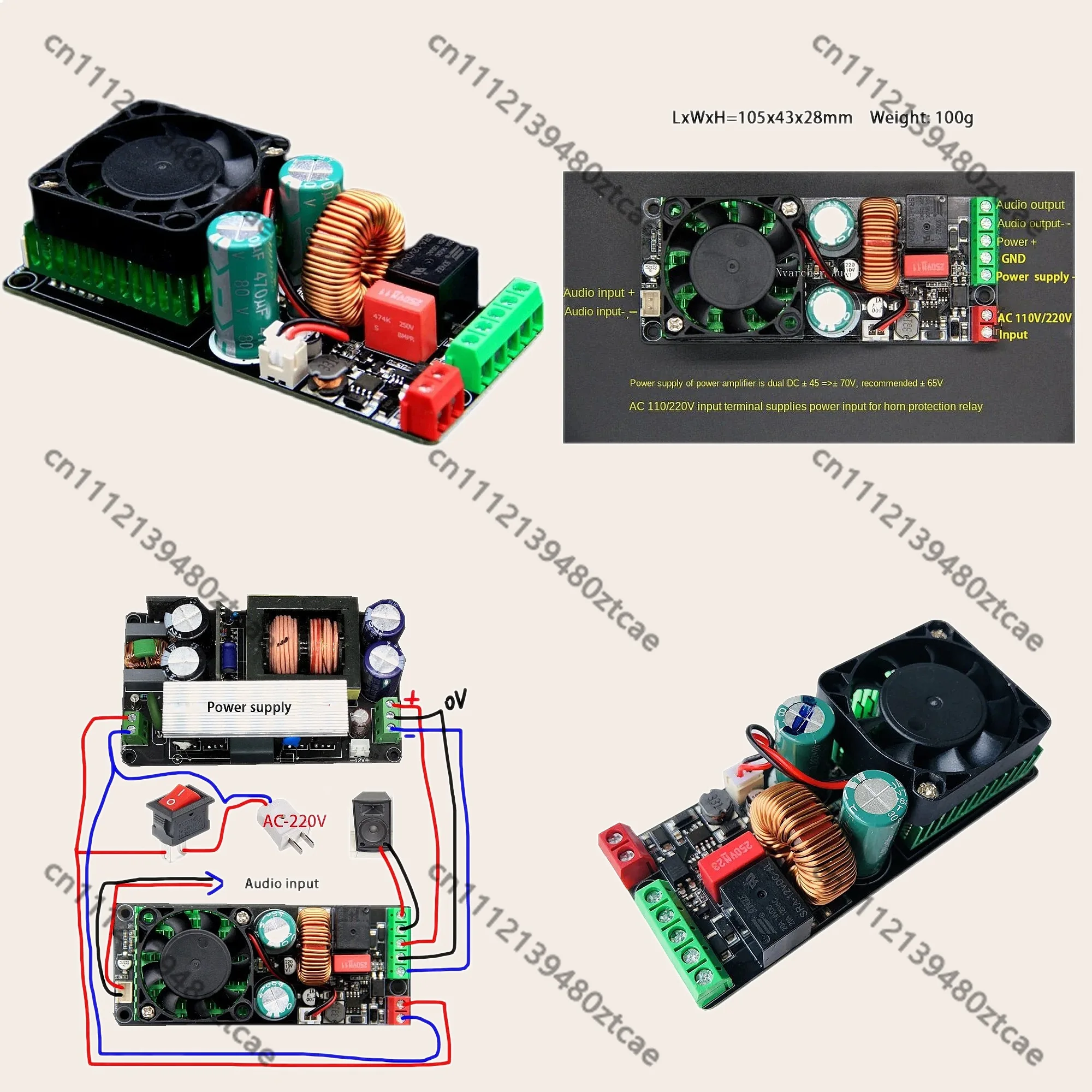 Nvarcher HIFI Mono 500W Digital Amplifier Class D Audio Module with Speaker Protection Better Than LM3886 IRS2092S