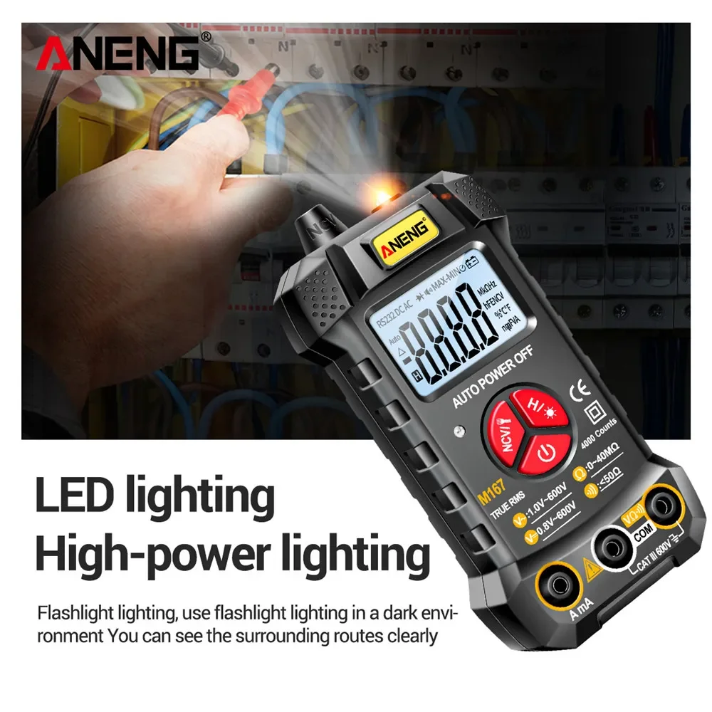 ANENG M167 l Multimeter Digit Intelligent Anti-burn Tester 4000counts Multimetro True Rms Tranistor Meter with NCV Data Hold To