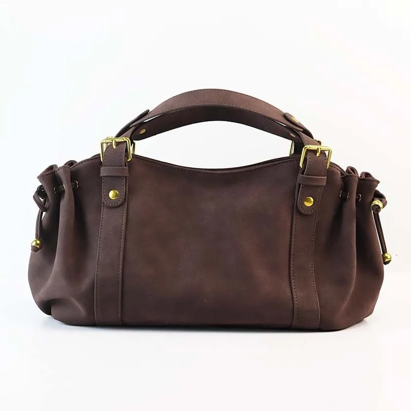 Fashion Large Capacity Ruched Tote Bag Designer Drawsting Women Handbags Luxury Faux Suede  Shoulder Crossbody Bag