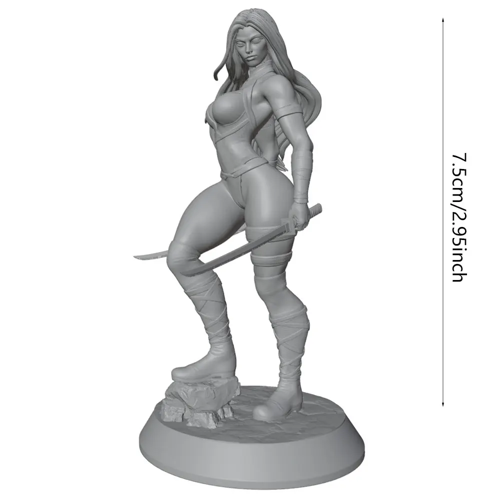Miniatura resina guerrera con espada sin pintar para rol y colección - imagen 3