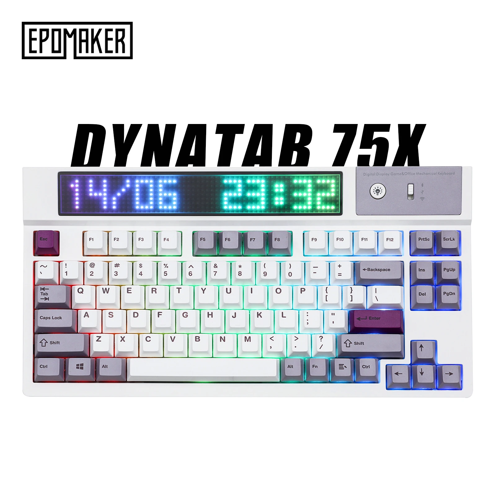 

EPOMAKER DynaTab75X 75% Compact Gasket Mounted Mechanical Keyboard Custom Dot-Matrix RGB LED Screen Shenzhen Mechanical Keyboard