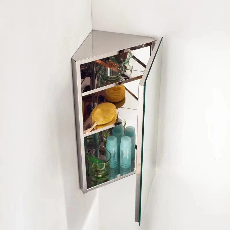 Modern Waterproof Stainless Steel Bathroom Corner Cabinet Mirror Cabinet Bathroom Furniture
