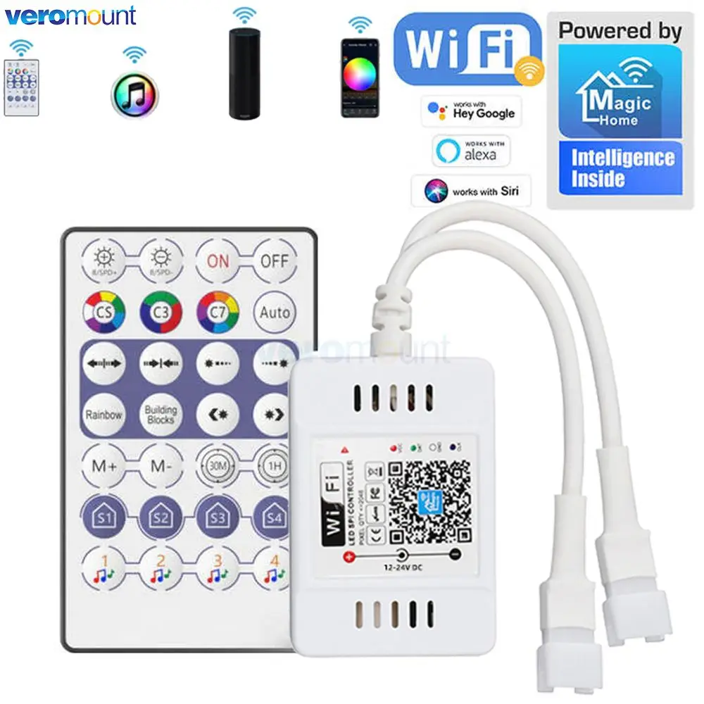 Magic Home Pro WiFi Pixel LED Contrôleur, Alexa, Google Home, Télécommande vocale pour DC 12V, 24V, Adressable WS2811, Bande RVB