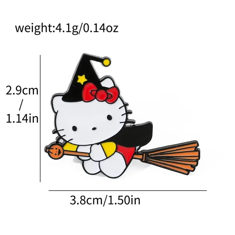 Kawaii Sanrio Hello Kitty Halloween Element Metal Brooches Decoration Cartoon Anime Creative Drip Oil Alloy Pin Accessories Gift