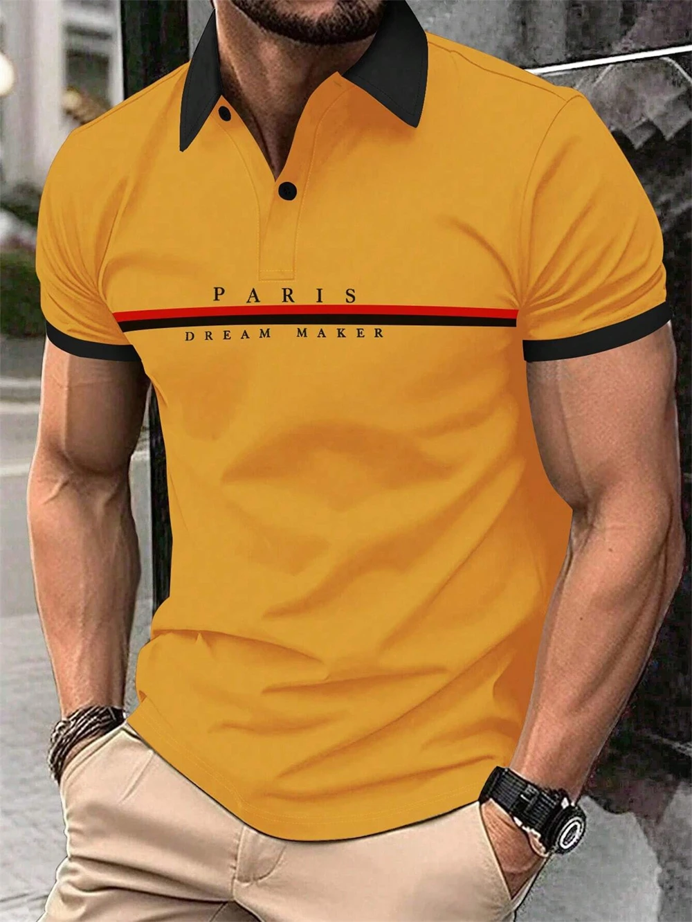 Letter Men\'s Summer Polo Shirt Breathable Golf Polo T-Shirt Sport Hiking Shirts Casual Work Short Sleeved Male Business Clothes