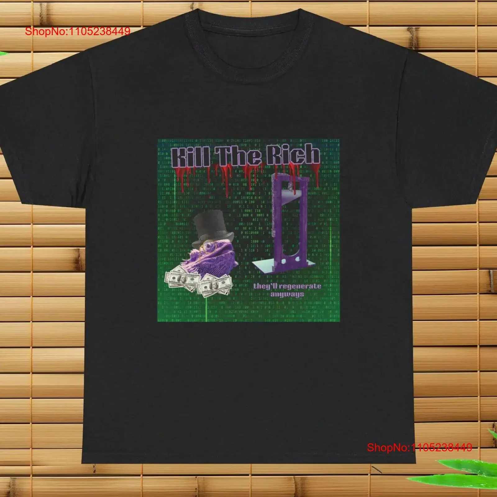 Kill the Rich T Shirt Capitalism Bad Dark Humor Party vintage Washed homme Stretched Versatile graphic streetwear Slightly
