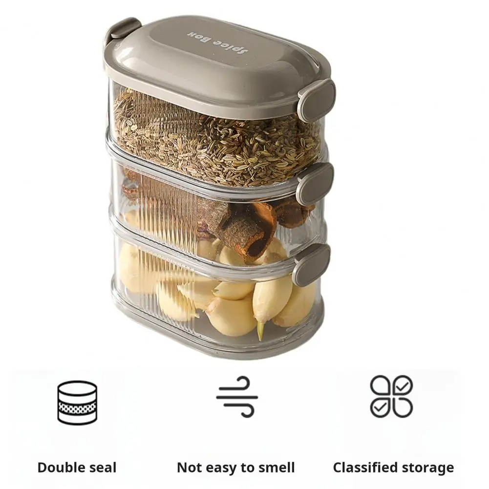 Contenedor de especias versátil con capacidad, caja de almacenamiento, diseño superior, sello a prueba de polvo para almacenamiento de alimentos a prueba de humedad
