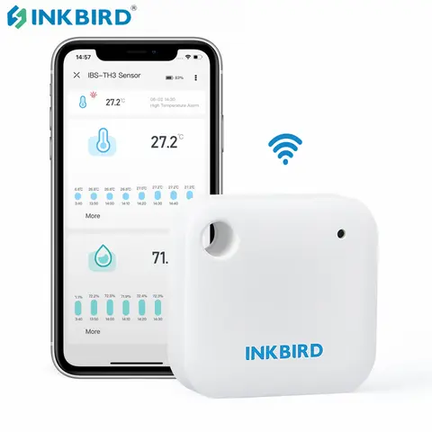 INKBIRD Sensore intelligente Wi-Fi per monitoraggio dell'umidità della temperatura in tempo reale Registratore dati per frigoriferi, terrari per rettili, cellulari