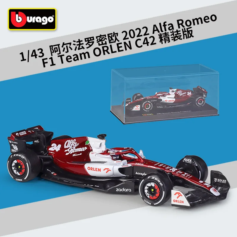 Bburago 1:43 Alfa Romeo F1 Team Orlen C42 #77  Bottas 2022 Racing 24# Guanyu Formula One Alloy Car Model Toy Die Cast Voiture