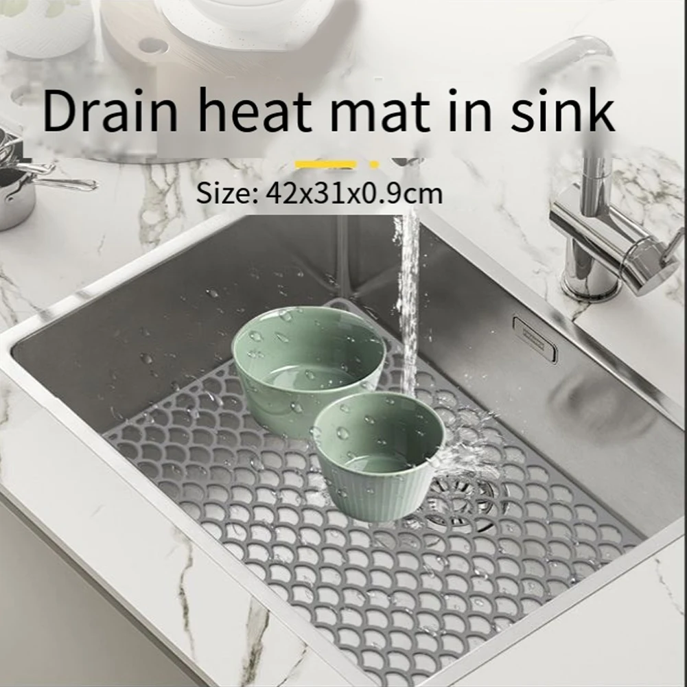 1PC Silicone Sink Mat Sink Protectors For Bottom Of Kitchen Sink Kitchen Sink Accessory Heat Resistant Dishes Drying Mats