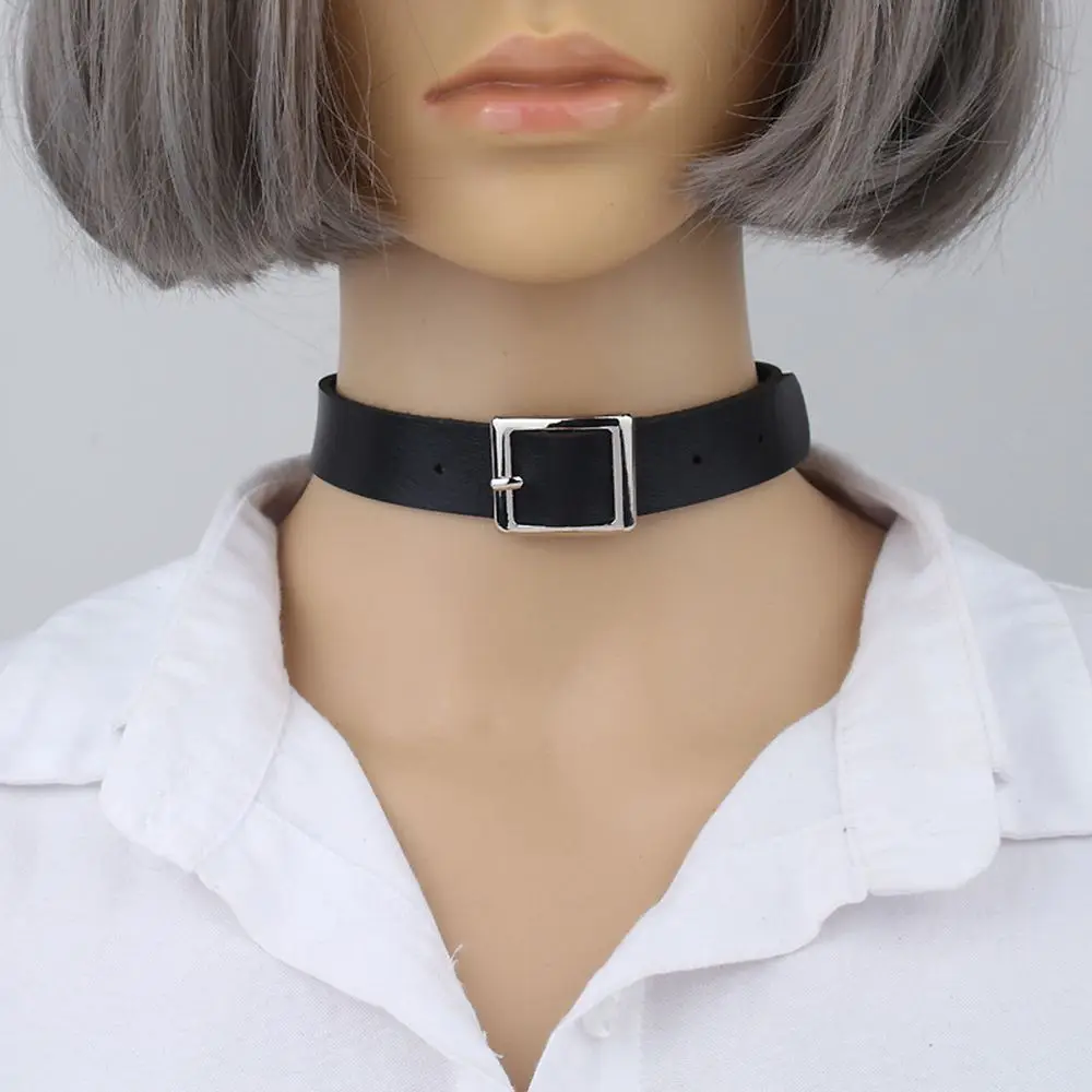 Fashion Harajuku Punk PU Leather Collar Necklace Choker Necklace Buckle Collar