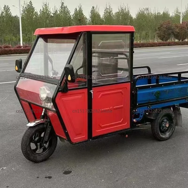 Electric tricycle carport canopy cab canopy plastic iron sheet fully transparent thickened three-wheel rain awning