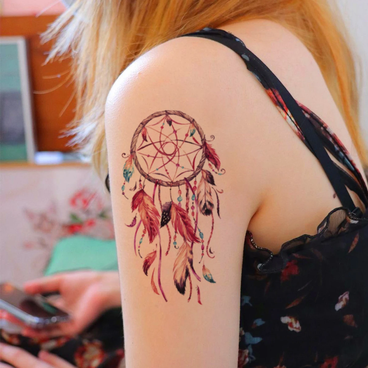 10pcs New Y2K Creative Dream Catcher Butterfly Pattern Sticker Color Cartoon Tattoo Sticker Semi Permanent Tattoo Sticker