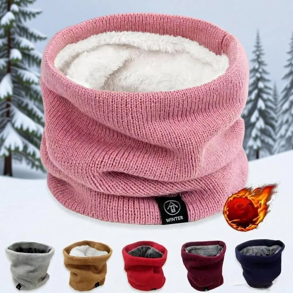 Winter Warm Knitted Neck Scarf for Women Men Plush Full Mask Outdoor Cashmere Solid Snood Scarves Thick Bufanda Muffler