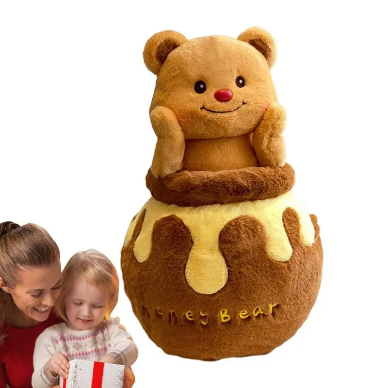 

Bear Plush Doll Huggable Toy With Honey Jar Design Soft And Creative Toy Cute Plushies Decoration For Boys And Girls