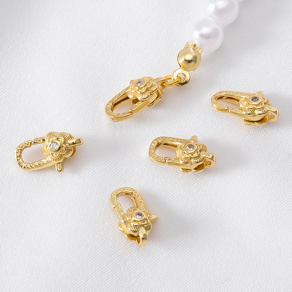 

2/4pcs 18K Gold Color 5.5X12MM Hole 1MM Brass Lobster Clasps for Charms High Quality DIY Jewelry Making Accessories Findings