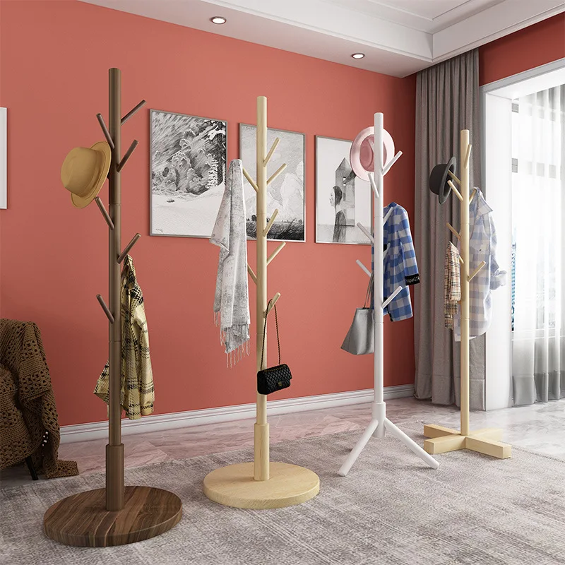 

Solid wood coat rack Floor-to-ceiling bedroom storage, living room hanging clothes rack, household