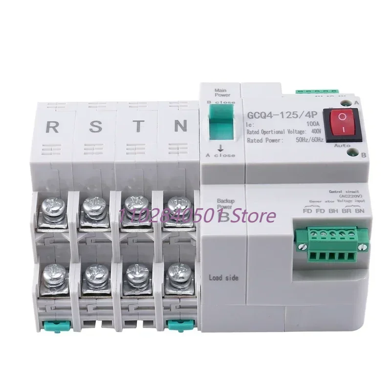 ATS Dual-Power Automatic Transfer Switch GCQ4-125/4P Circuit Breaker MCB AC 400V 63A Household 35mm Rail Installation