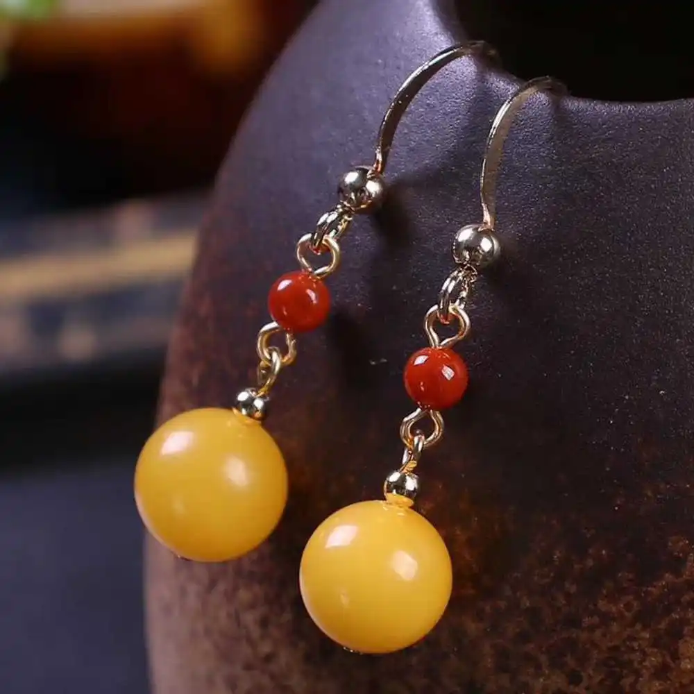 NATURAL BALTIC AMBER STERLING Earrings Droop Dangle Jewelry Aquaculture Beautiful Christmas