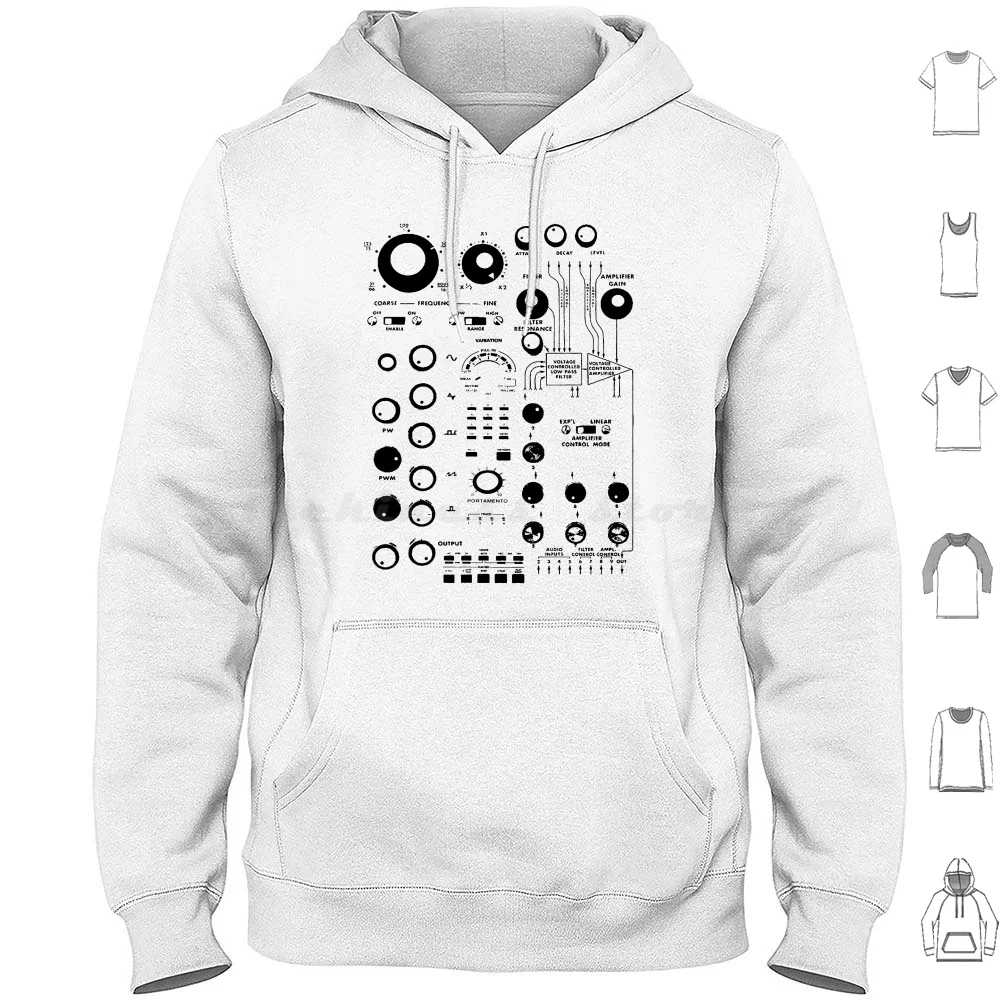 Analogue Synthesizer #1 Hoodie Cotton Long Sleeve Synthesizer Analog Analogue Voltage Controlled Oscillator Amp Lfo