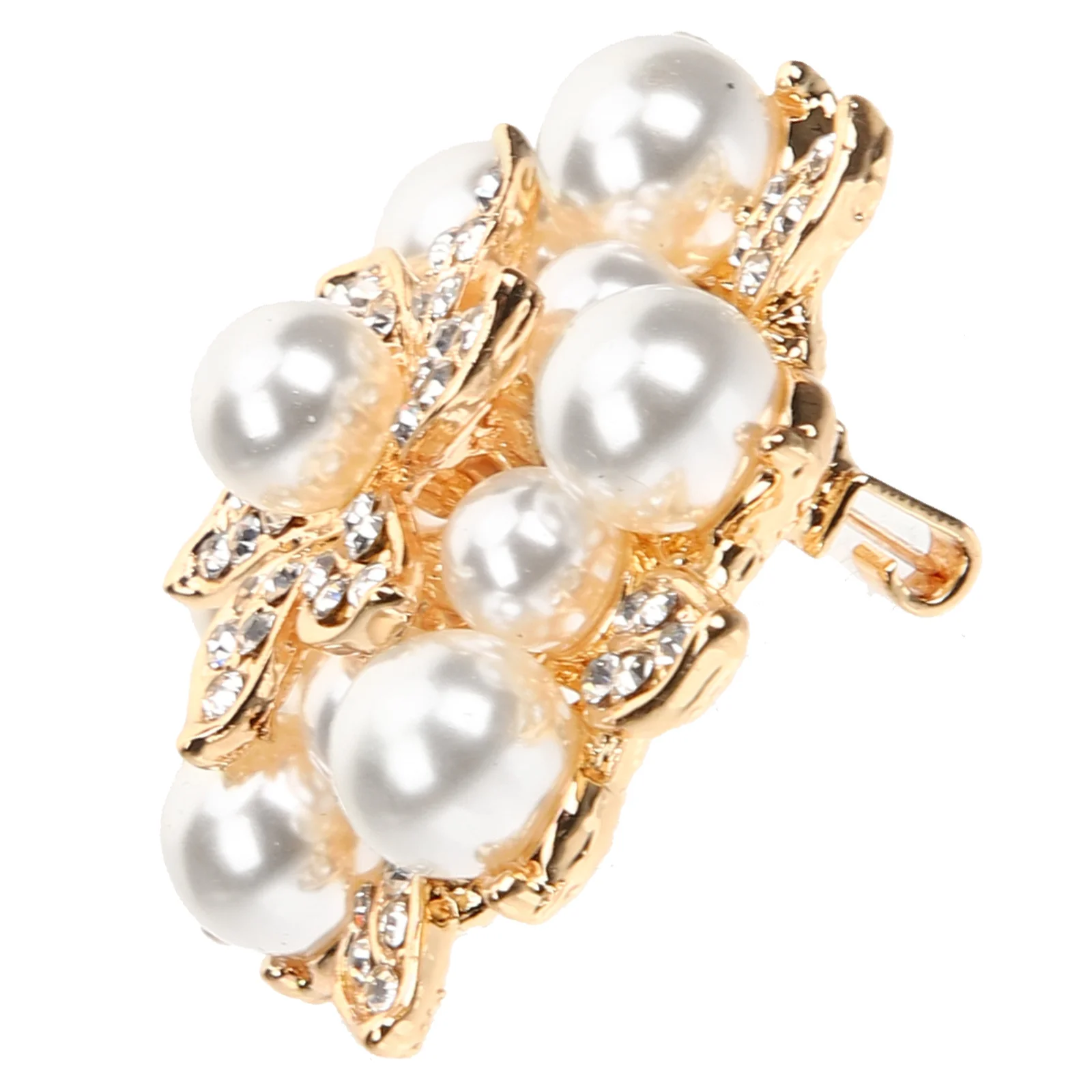 

Double Layer Leaf Brooch Chic Floral Pin with Pearls Rhinestones for Women's Apparel Accessories Gift Idea Unique