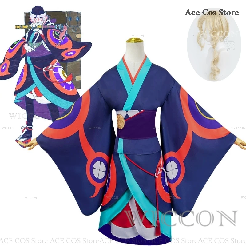 

Retro Anime Manga Mononoke Medicine Seller Cosplay Costume Kusuriuri Kimono Wig Uniform Halloween Carnival Party Outfit Unisex