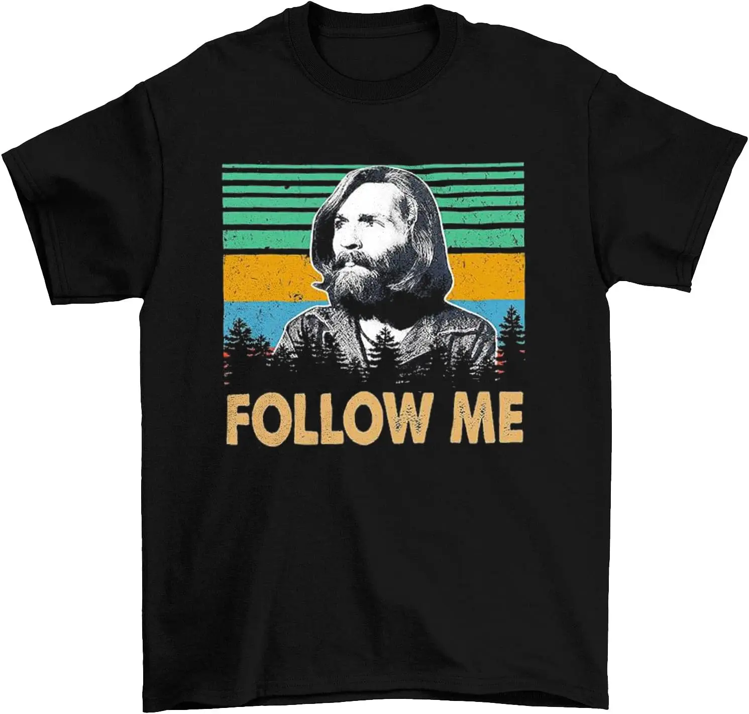 Halloween Charles Manson Follow Me Vintage T-Shirt, Classic Movie Shirt, Funny T-Shirt Black