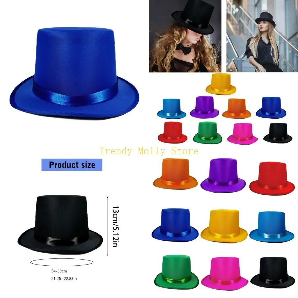 

N5KB Classical Tall Hat Adult Unisex Magicians Hat Masquerades Hat Costume Headpiece