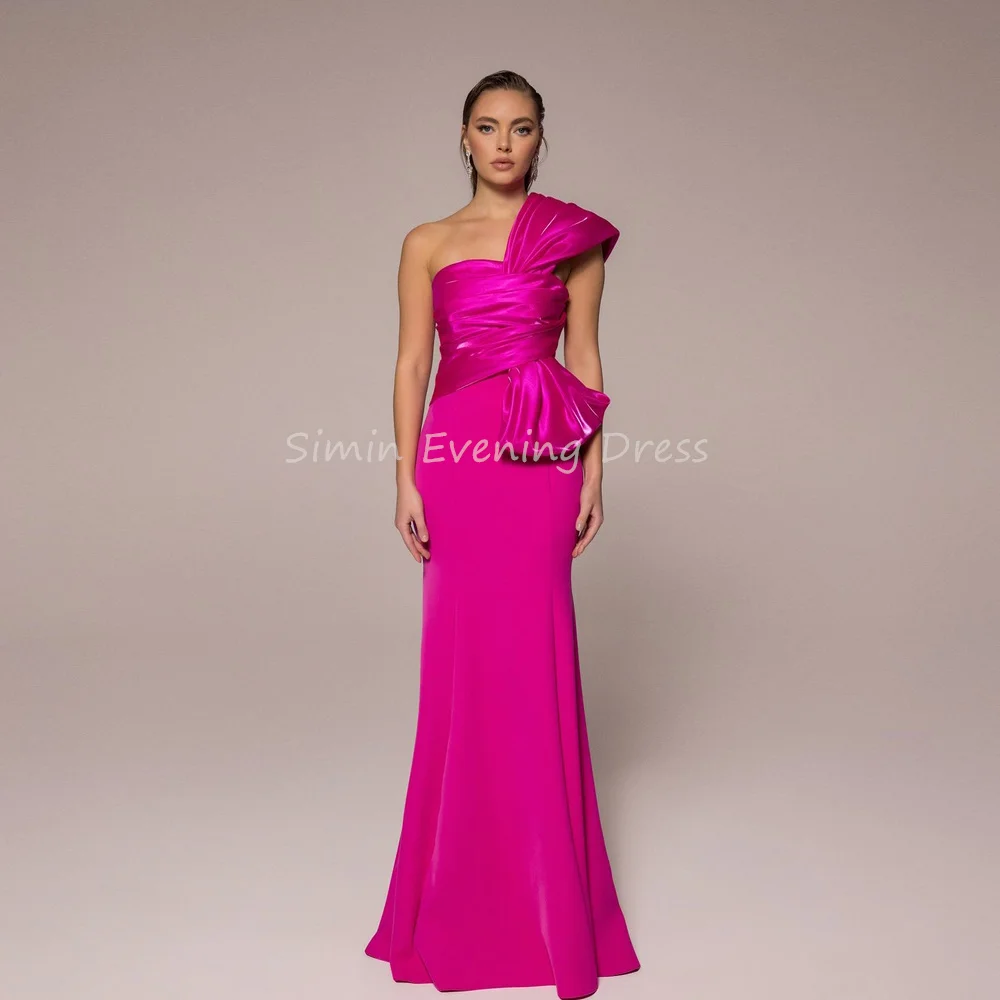 

Simin Crepe Mermaid One-shoulder Neckline Pleats Floor Length Elegant Evening Party Dresses For Women2025 With Sleeveless
