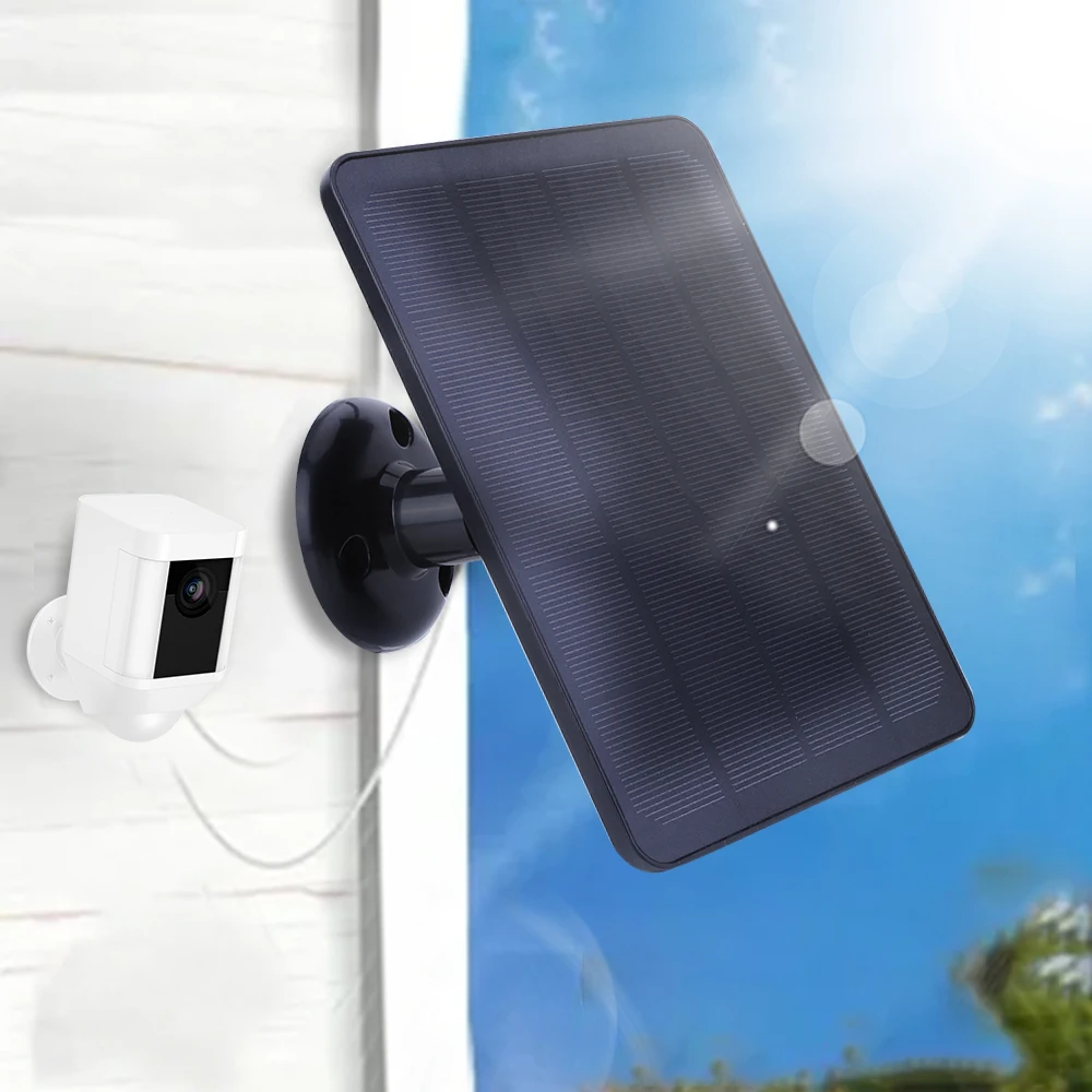 4W 5V Solar Charging Panel Waterproof Solar Battery Charger Adjustable Wall Mount Bracket for Ring Stick Up&Spotlight Camera