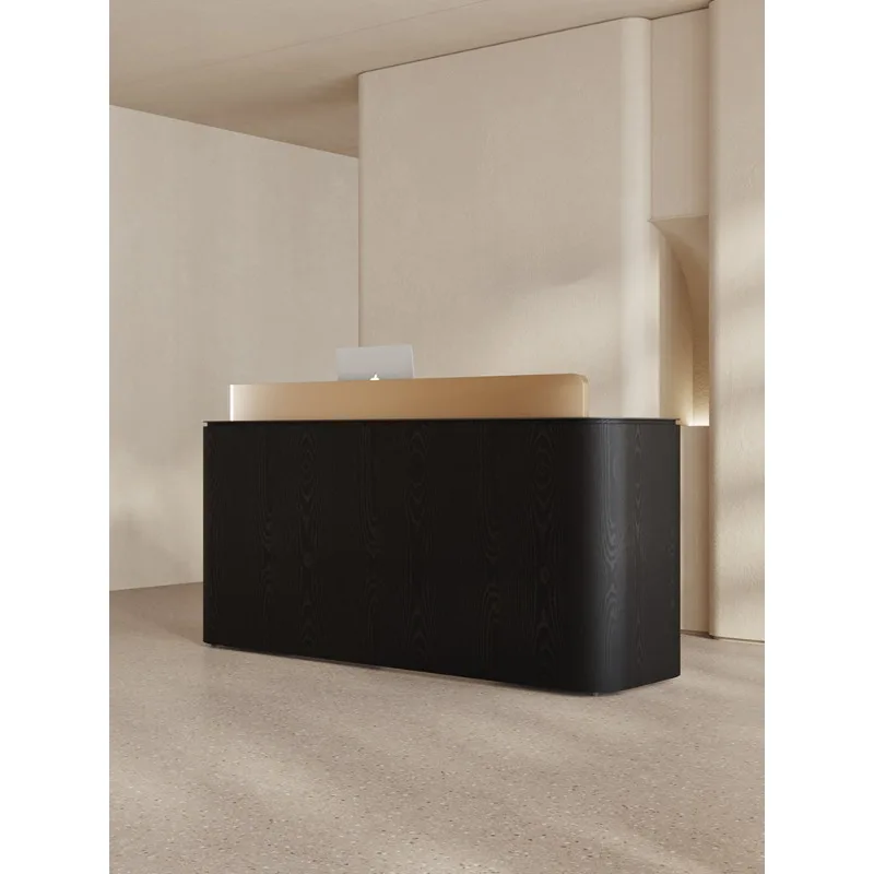 Clothing store checkout page Modern simple bar table Black paint front desk Beauty salon Reception desk Service desk Counter