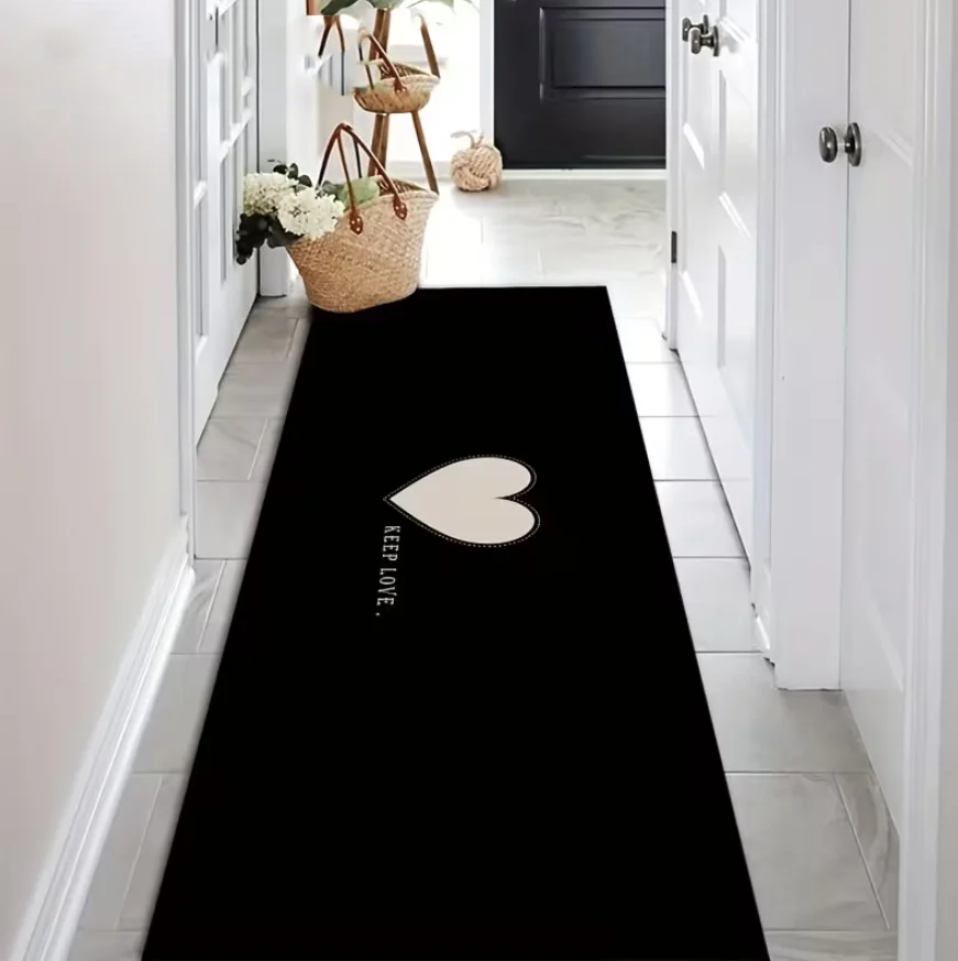 Black and White Valentine's Day Pattern Long Carpet Suitable for Home Decoration Corridors Kitchen Mats Home Decoration Carpets