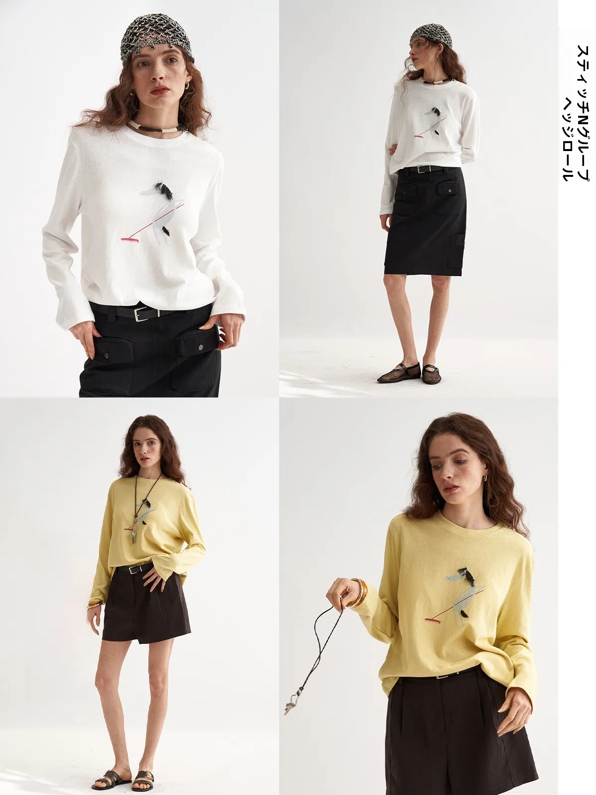 

oll Spring Creative fiti Loose Long Sve round Ne T-irt Women's Comfortable Cotton Printed Top