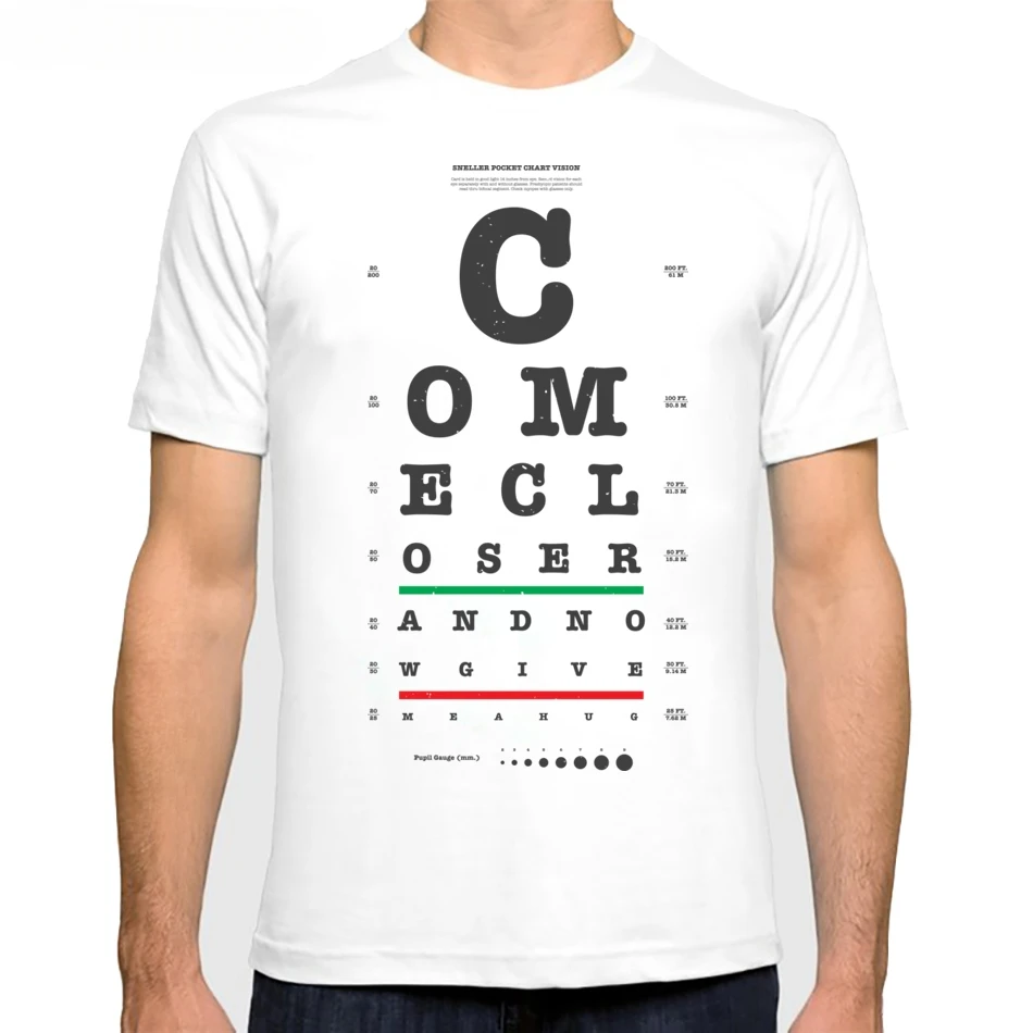 heavyweight Informal Closer And Now Give Me A Hug Letters Printed Summer men Inspired by eye chart designCasual men Simple Tops