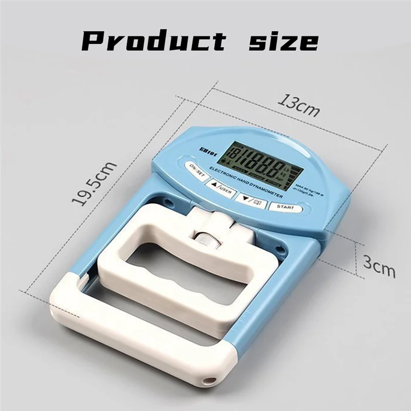 A23I-Grip Strength Tester, 190Lbs/90Kg Digital Hand Dynamometer Grip Strength Meter USB LCD Screen Hand Grip Dynamometer, Durabl