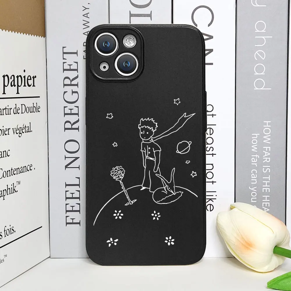 Cartoon Little Prince Anime Space Phone Case for Apple IPhone 15 14 13 12 11 Pro MAX Mini SE20 XS XR X 7 8 Plus Soft Black Cover