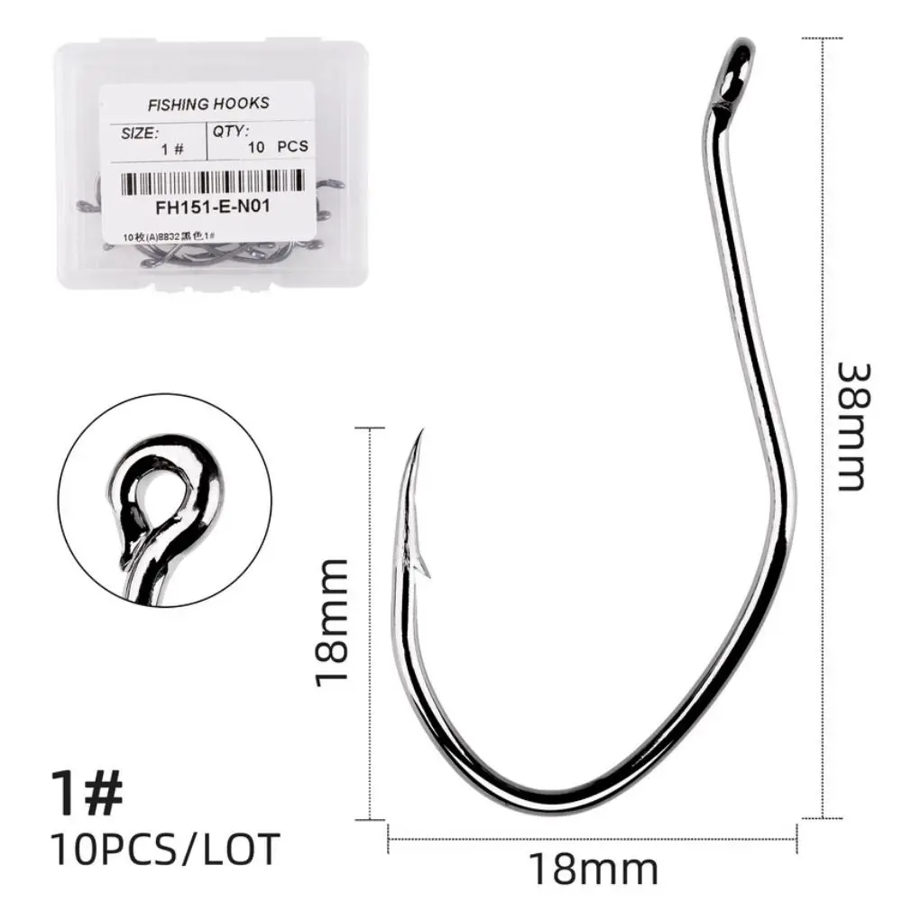 cp10 hooks fishing clash 10pcs High Carbon Steel Barbed Catfish Hooks 6/0-10