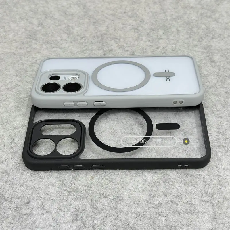 For OPPO Reno16 FS F Pro Case Magnetic Case Acrylic Transparent Cover Shockproof For Magsafe Wireless Charging Funda