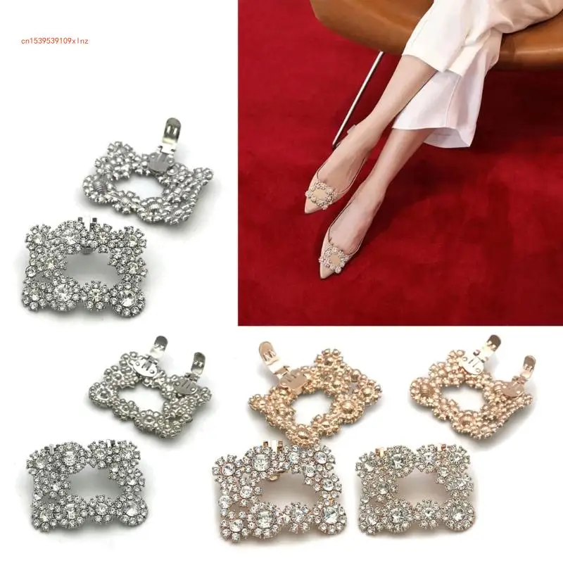 

Women Vintage Crystal Shoe Clip Decoration Shoe Charm Metal Shoe Clip