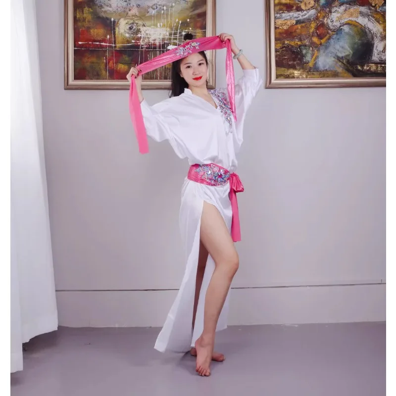 Trajes de dança do ventre personalizados, vestido de dança oriental, roupas de prática, roupas folclóricas, baladyshabby, branco, verde