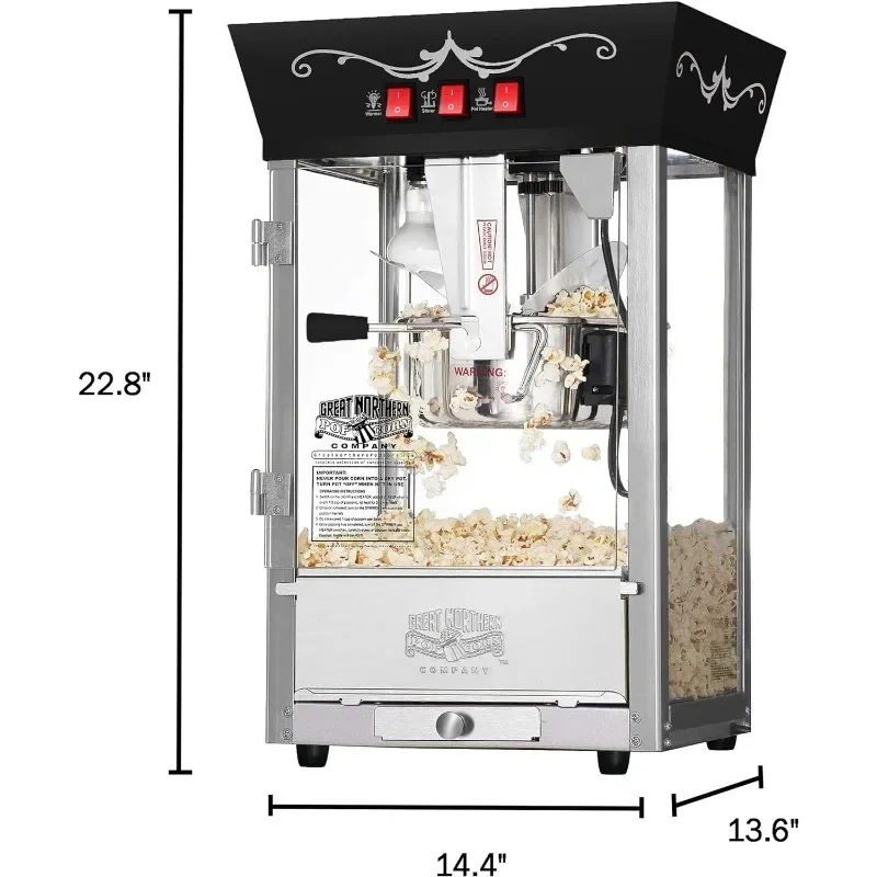 Matinee Popcorn Machine - 8oz Popper with Stainless-Steel Kettle, Reject Kernel Tray, Warming Light, and Accessories by Great