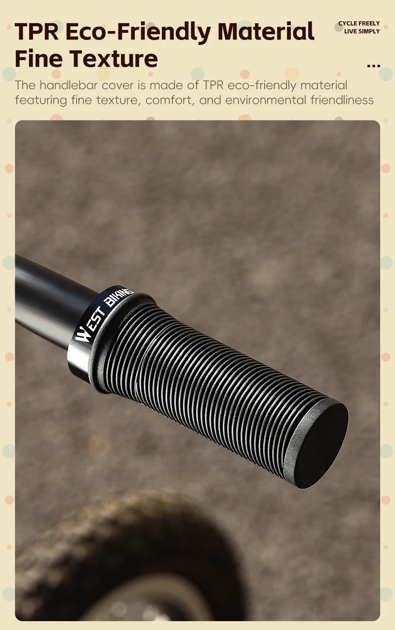 WEST BIKING Kinder-Fahrradgriffe TPR Rutschfest Stoßdämpfend Kinder-Fahrradlenker-Abdeckung 22,2mm Standarddurchmesser MTB-Griffe – Detail 9