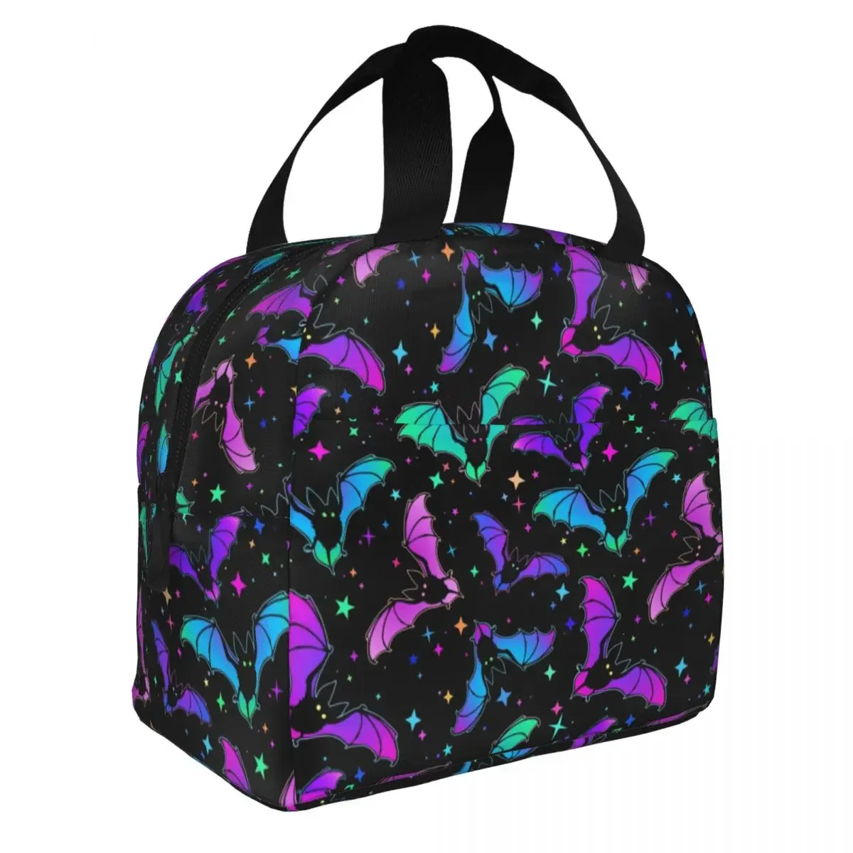 Bats And Gothic Harmonious Pattern Insulated Lunch Bag Leakproof Halloween Cooler Bag Tote Lunch Box Travel Food Bag