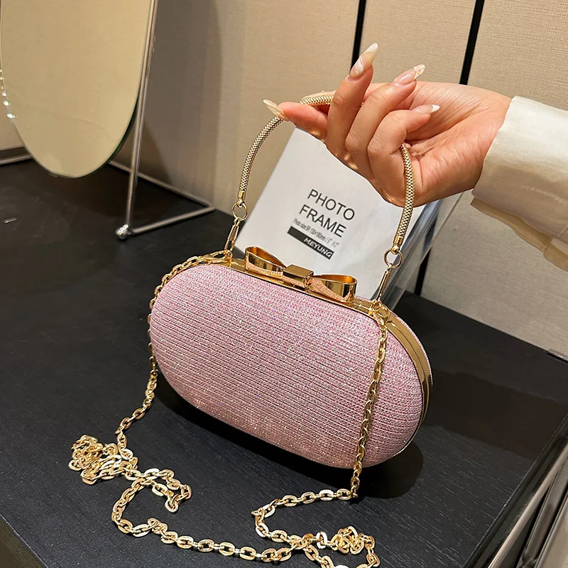 Clutch Bag Purse Women Pink Bling Sequins Handbags 2024 New Fashion Designer Luxury Evening Bag Crossbody Small Designer Bag