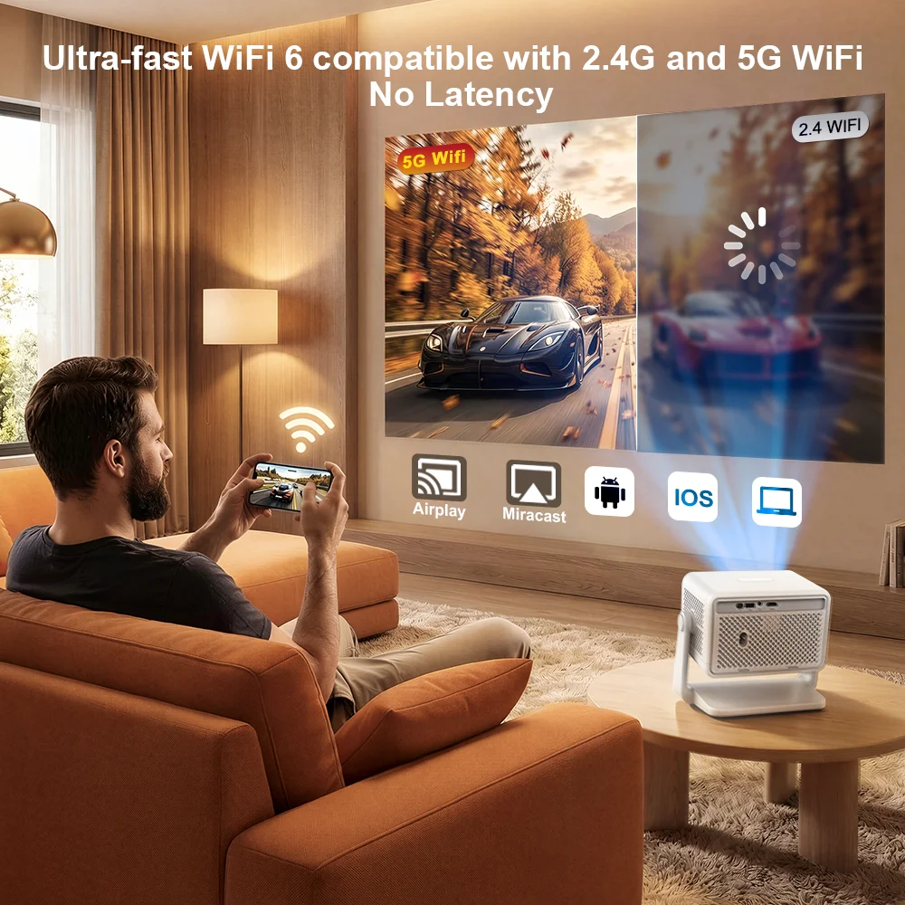 PG370MAX 1080P FHD 4K Android WiFi 3D Home Theater 4K Android WIFi Mini Projector PG370 MAX Smart Video Game Projector