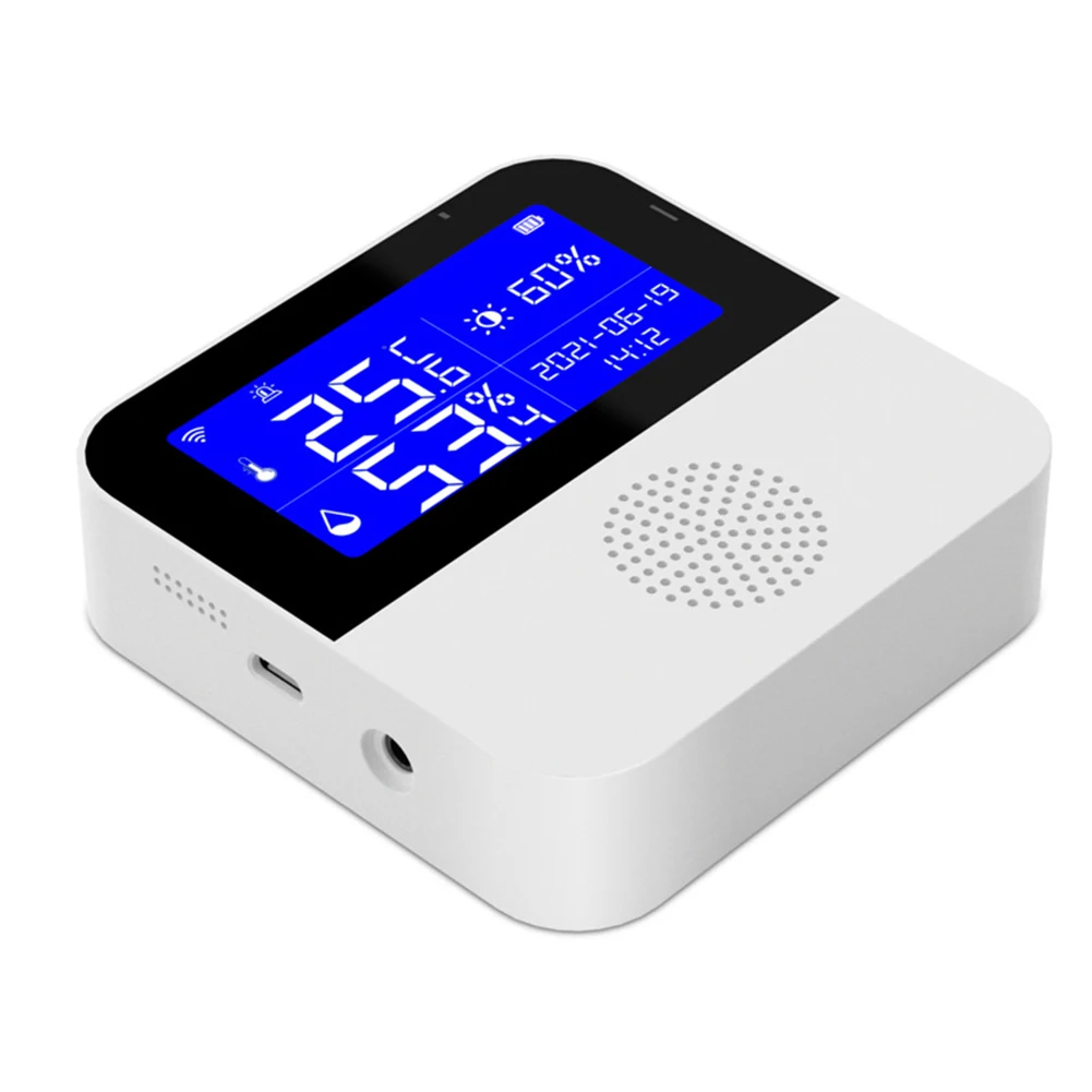 

Intelligent Temperature and Humidity Sensor Alarm USB Powered LCD Display Accurate Detection Easy to Install