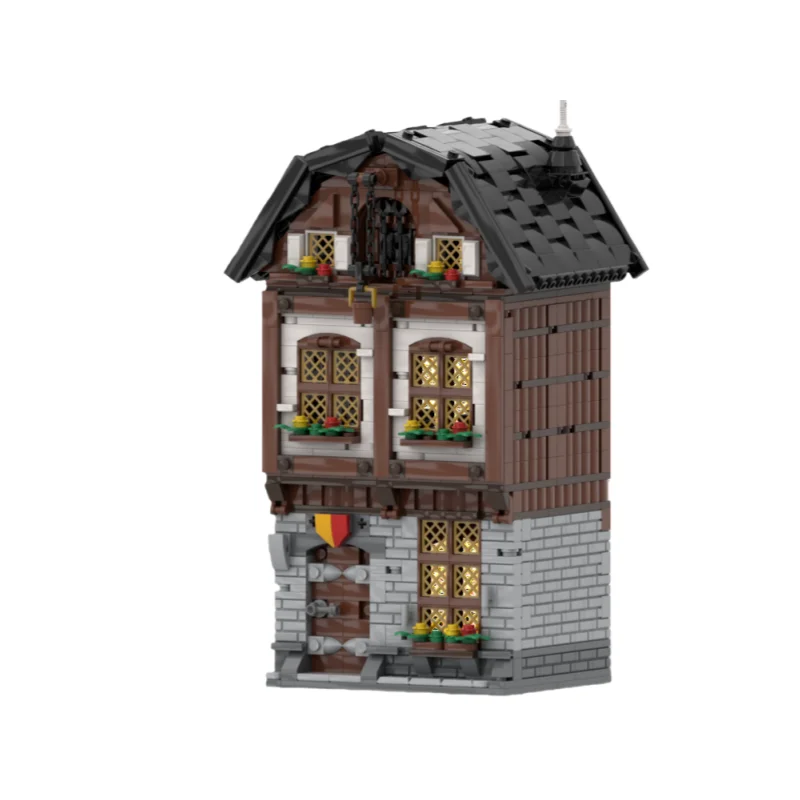 

Модель средневекового дома MOC — набор игрушек из мелких строительных блоков с 1061 деталями — подходит для всех любителей собирать