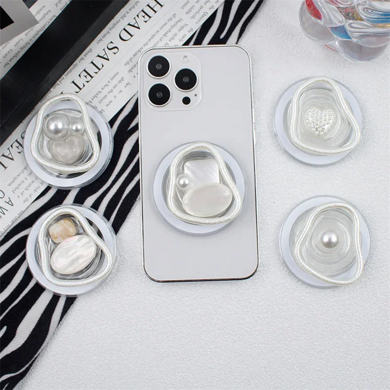 BOHO 나비매듭 진주 범용 마그네틱 휴대폰 그립 톡, 아이폰 15 용 거치대 맥스탠드, 맥세이프용 스탠드 거치대