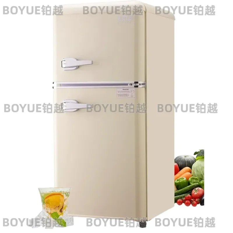 Retro Mini Fridge with Freezer Compact Refrigerator Small Drink Chiller for Home Office Dorm Room Portable Cooling Appliance