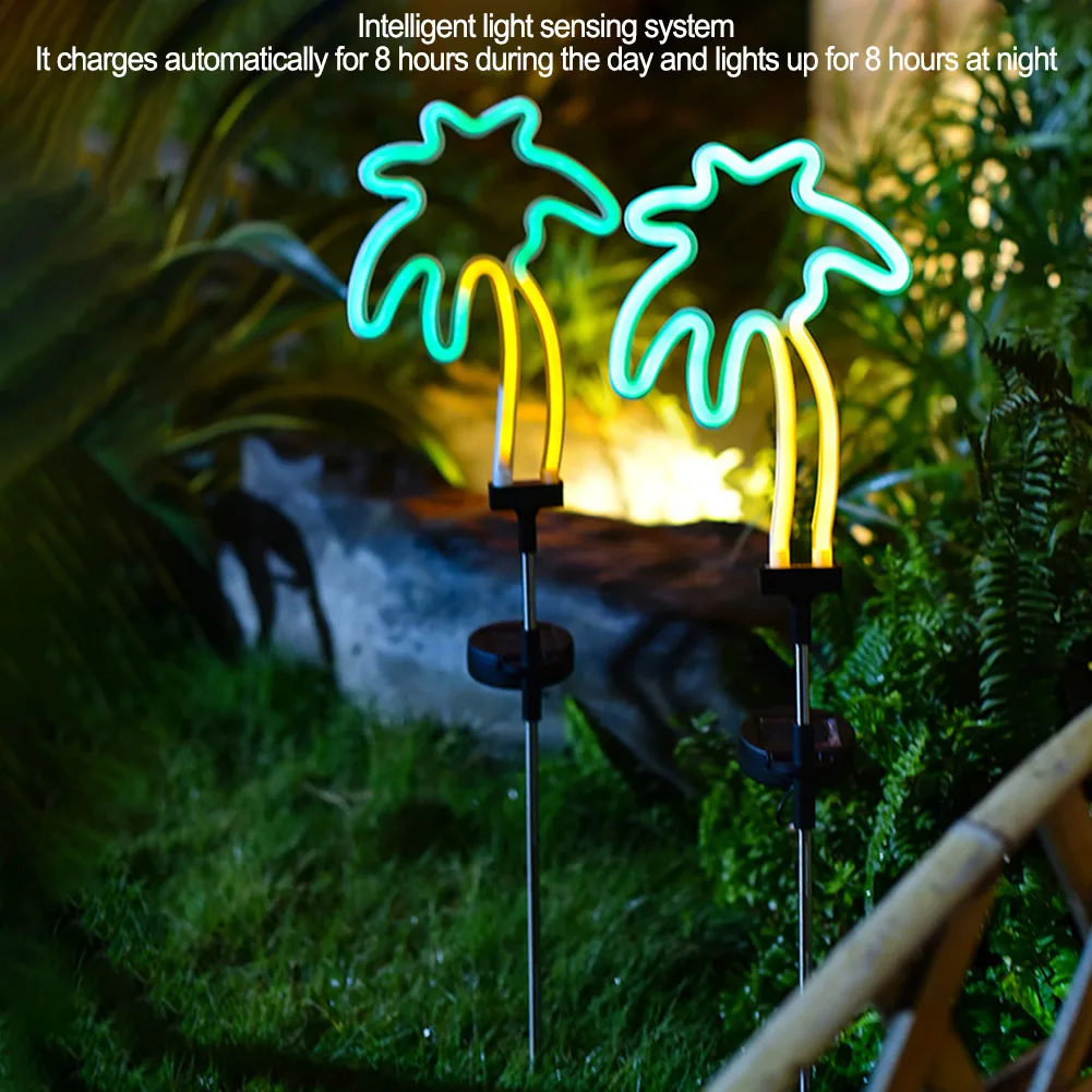 

Солнечные садовые фонари, ананас, кокосовая пальма, дизайн, водонепроницаемые неоновые фонари для наружного двора, газона, дорожки, энергосберегающее освещение